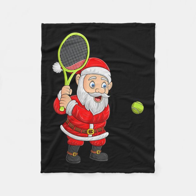 Womens Christmas Santa Playing Tennis Xmas Funny S Fleecedecke (Vorderseite)