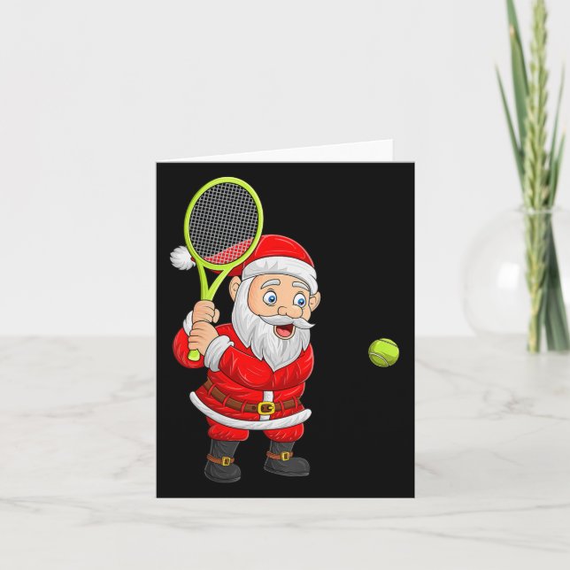 Womens Christmas Santa Playing Tennis Xmas Funny S Karte (Vorderseite)