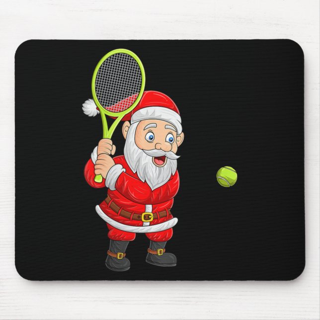 Womens Christmas Santa Playing Tennis Xmas Funny S Mousepad (Vorne)
