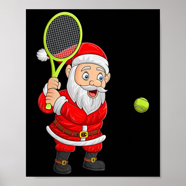 Womens Christmas Santa Playing Tennis Xmas Funny S Poster (Vorne)