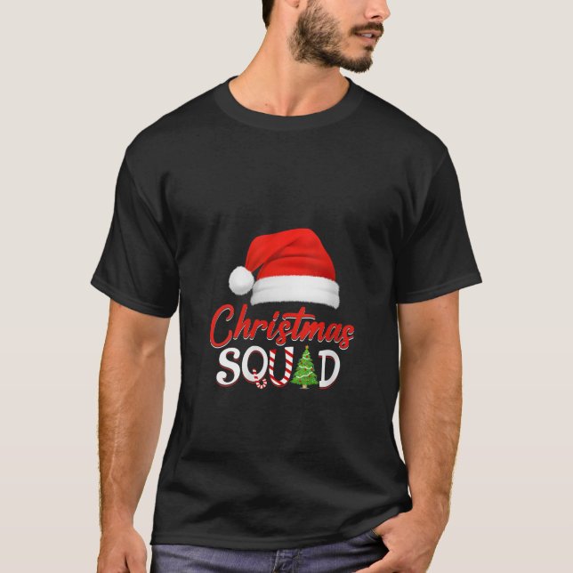 Womens Christmas Squad Santa Hat Matching Family G T-Shirt (Vorderseite)