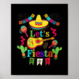 Womens Cinco De Mayo Mexican Guitar Cactus Lasse Poster
