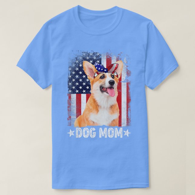 Womens Classic Corgi Hund Mama Usa Flaggen Mütter  T-Shirt (Design vorne)