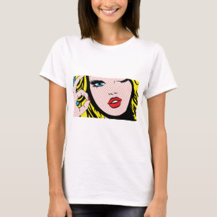 Women's Clothing - Comic Girl O-K Pop Art T - Shir T-Shirt