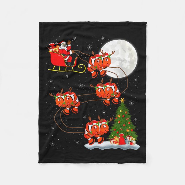 Womens Clown Fish Santa Sleigh Flying Funny Magica Fleecedecke (Vorderseite)