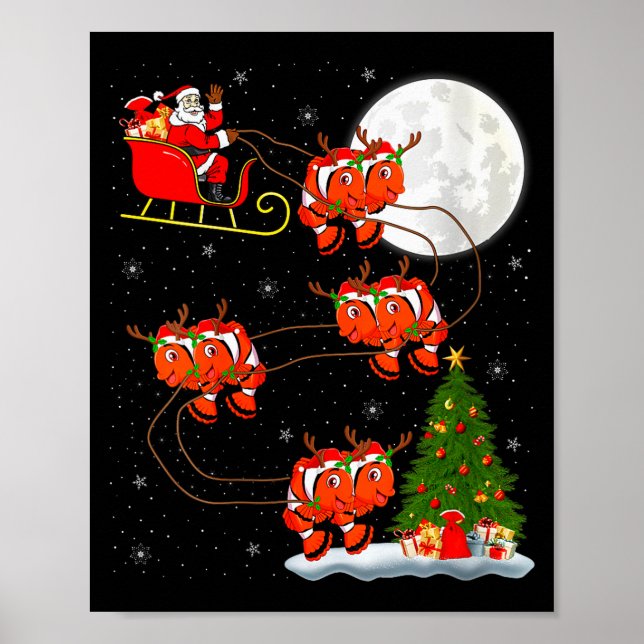 Womens Clown Fish Santa Sleigh Flying Funny Magica Poster (Vorne)