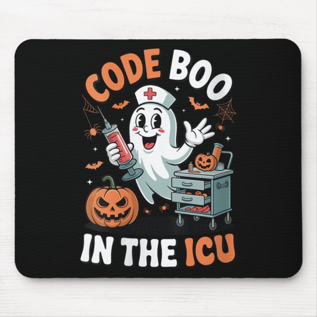 Womens Code Boo In The Icu Funny Medical Halloween Mousepad (Vorne)