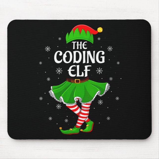Womens Coding Elf Christmas Family Girls Women Elf Mousepad (Vorne)