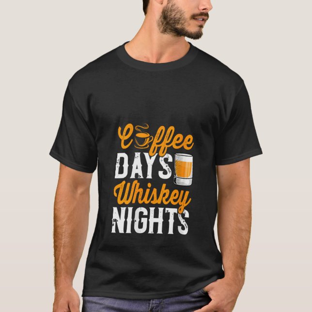 Womens Coffee Days Whiskey Funny Drinking Drinker  T-Shirt (Vorderseite)