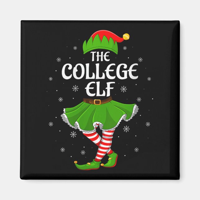 Womens College Elf Christmas Family Girls Women El Magnet (Vorne)