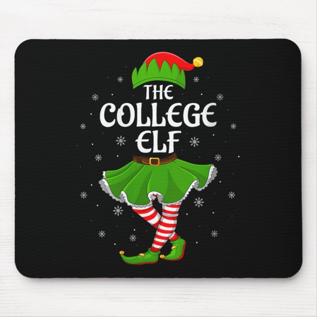 Womens College Elf Christmas Family Girls Women El Mousepad (Vorne)