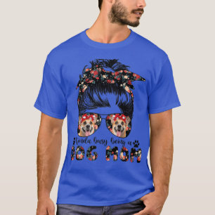 Womens Corgi Dog Mama Messy Bun Haare Brille  T-Shirt