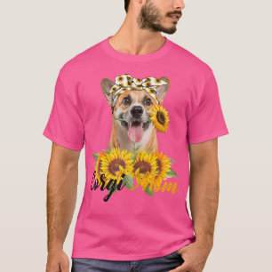 Womens Corgi Mama Sunflower Summer Dog Mama Mama W T-Shirt