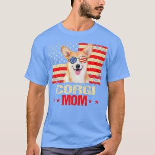 Womens Corgi Mama Usa Flag Hund Lover Mütter Tag16 T-Shirt