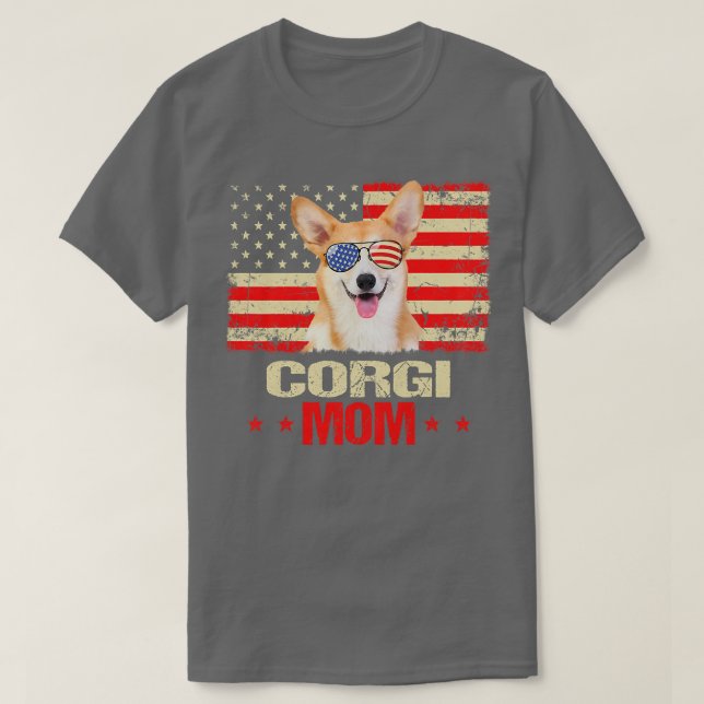 Womens Corgi Mom Usa Flag Dog Lover Mothers Day176 T-Shirt (Design vorne)