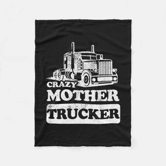 Womens Crazy Mother Trucker Funny Trucker Ehefrau Fleecedecke (Vorderseite)