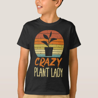 Womens Crazy Pflanze Lady Sunset Retro Gar T-Shirt