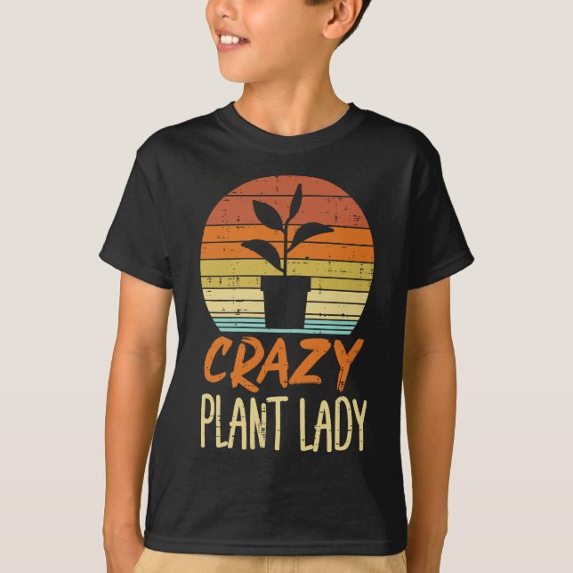 Womens Crazy Pflanze Lady Sunset Retro Gar T-Shirt (Vorderseite)