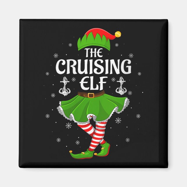 Womens Cruising Elf Christmas Family Girls Women E Magnet (Vorne)