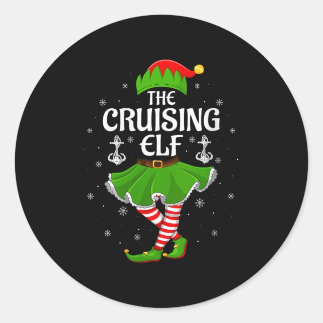 Womens Cruising Elf Christmas Family Girls Women E Runder Aufkleber (Vorderseite)