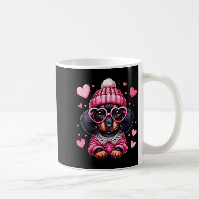 Women's Cute Dachshund Valentines Heart Dog Lover  Kaffeetasse (Rechts)