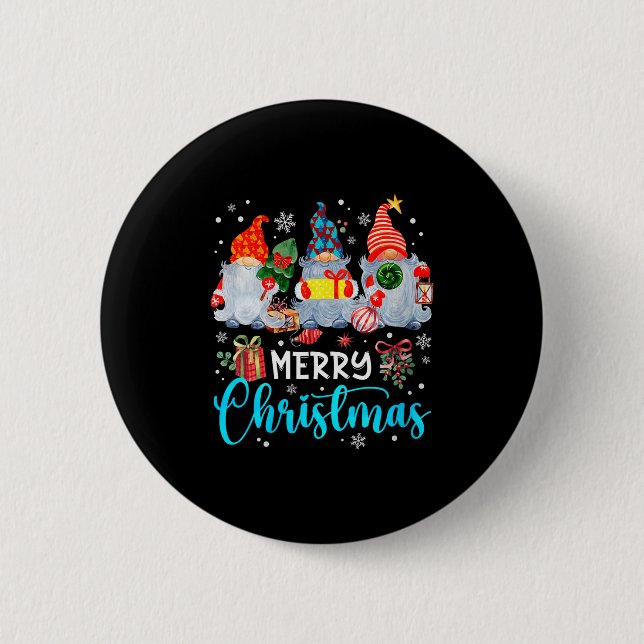 Womens Cute Merry Christmas Gnome Snowflakes Xmas  Button (Vorderseite)