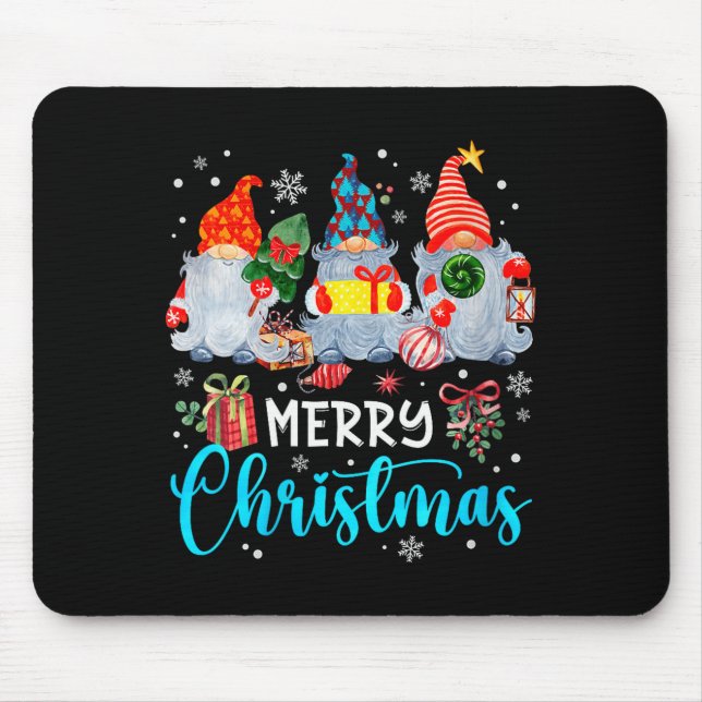 Womens Cute Merry Christmas Gnome Snowflakes Xmas  Mousepad (Vorne)