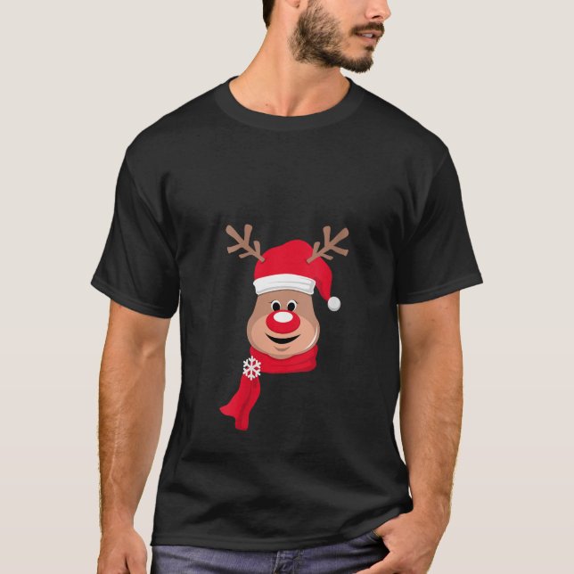 Womens Cute Rudolph Reindeer Face Christmas Eve Xm T-Shirt (Vorderseite)