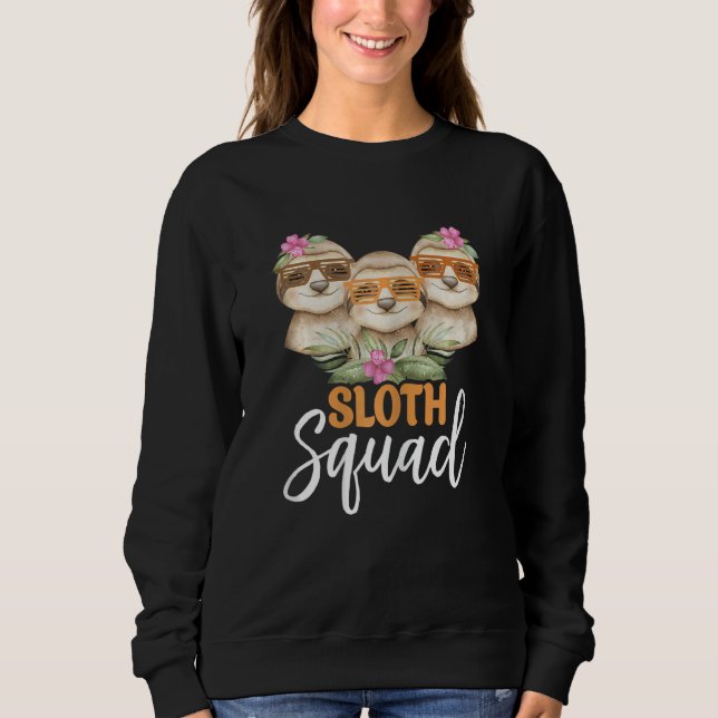 Womens Cute Sloth Squad   Retro 80s Style Matching Sweatshirt (Vorderseite)