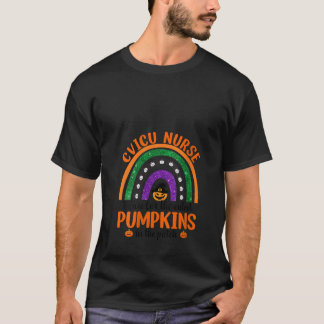 Womens CVICU Nurse Rainbow Niedliche Pumpkins Funn T-Shirt