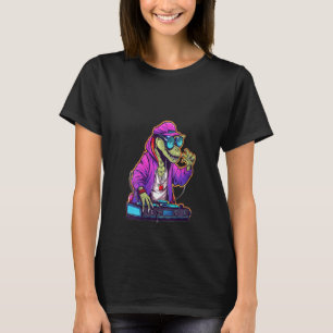 Womens Cyberpunk Dinosaurier DJ Funny Music Festiv T-Shirt