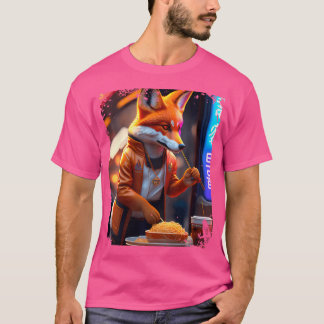 Womens Cyberpunk Vulpes Eating Ramen Anthro Fox Ar T-Shirt