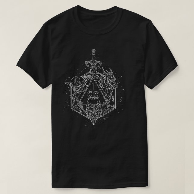 Womens D20 Art Dungeon Crawler Dragon Master RP T-Shirt (Design vorne)