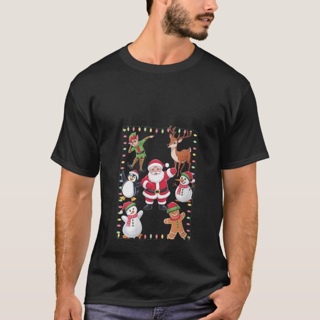 Womens Dabbing Santa Elf Friends Christmas Squad P T-Shirt (Vorderseite)