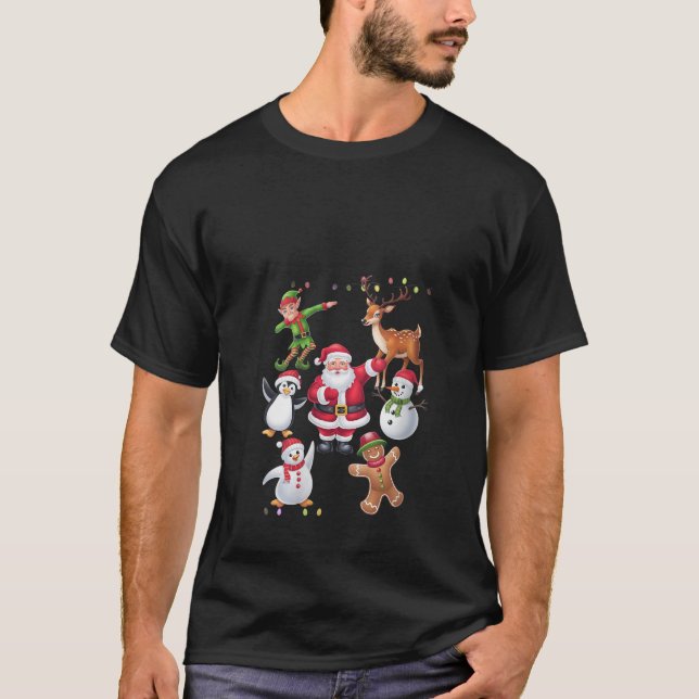 Womens Dabbing Santa Elf Friends Christmas Squad P T-Shirt (Vorderseite)