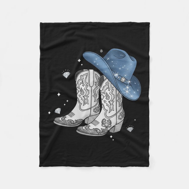 Womens Denim &amp; Diamonds Black T-Shirt Western  Fleecedecke (Vorderseite)