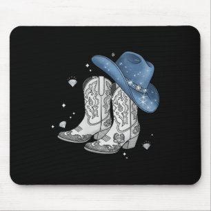 Womens Denim & Diamonds Black T-Shirt Western Mousepad