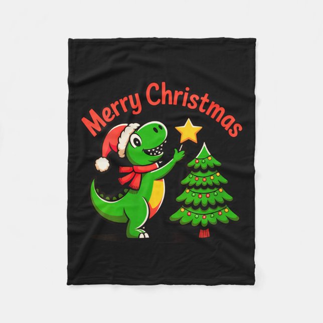 Womens Dinosaur Christmas Merry Christmas T-rex De Fleecedecke (Vorderseite)