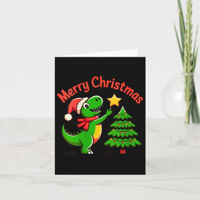 Womens Dinosaur Christmas Merry Christmas T-rex De Karte (Vorderseite)