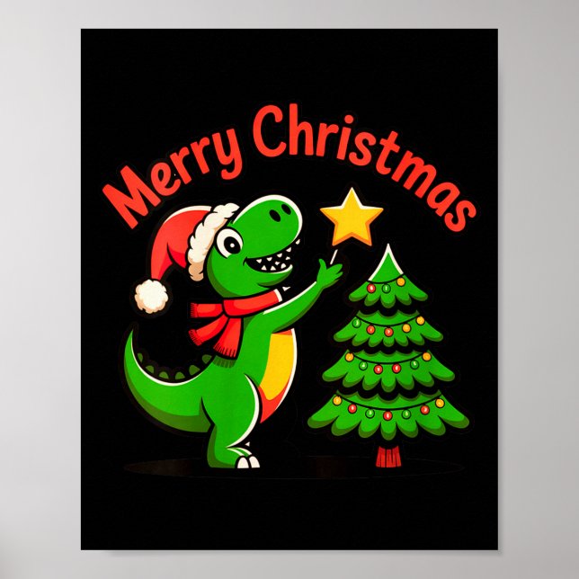 Womens Dinosaur Christmas Merry Christmas T-rex De Poster (Vorne)