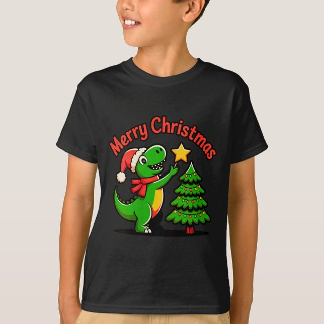 Womens Dinosaur Christmas Merry Christmas T-rex De T-Shirt (Vorderseite)