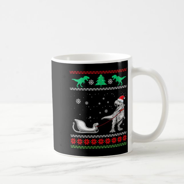 Womens Dinosaur Sleigh Merry Christmas Ugly Christ Kaffeetasse (Rechts)