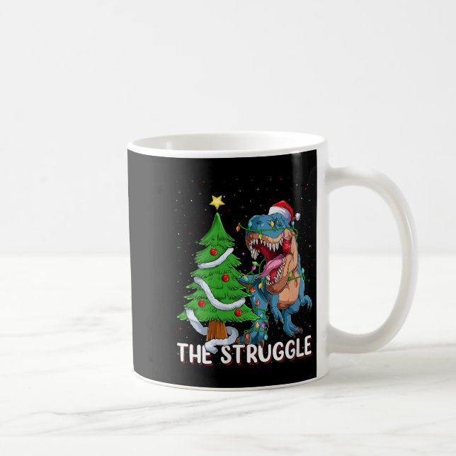 Womens Dinosaur Xmas Lights Funny T-rex Dino Men B Kaffeetasse (Rechts)