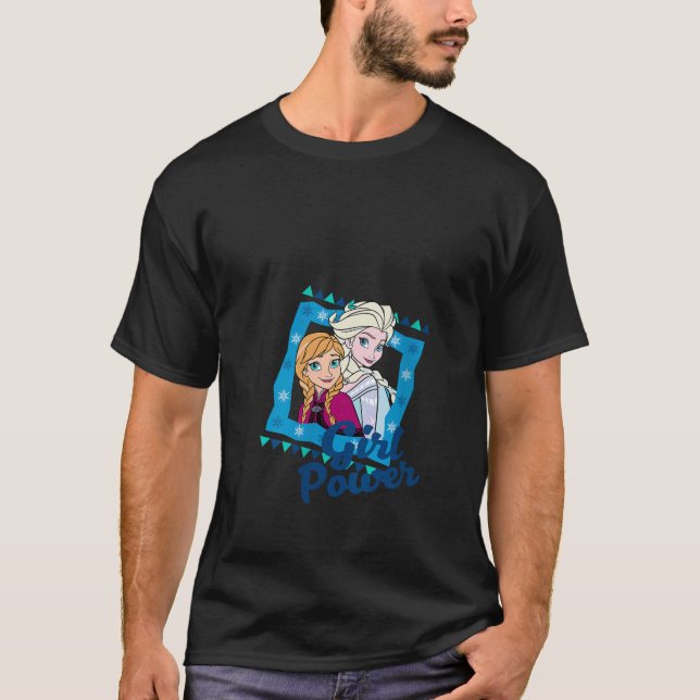Womens Disney Frozen Girl Power Anna Elsa Cute Por T-Shirt (Vorderseite)
