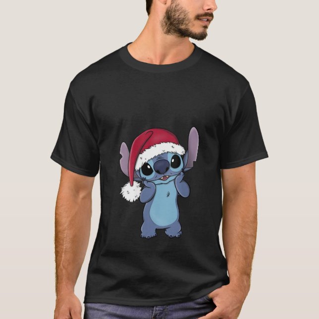 Womens Disney Lilo Stitch Christmas Santa Hat Stit T-Shirt (Vorderseite)