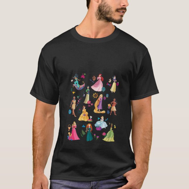 Womens Disney Princess Magical Print V Neck  T-Shirt (Vorderseite)