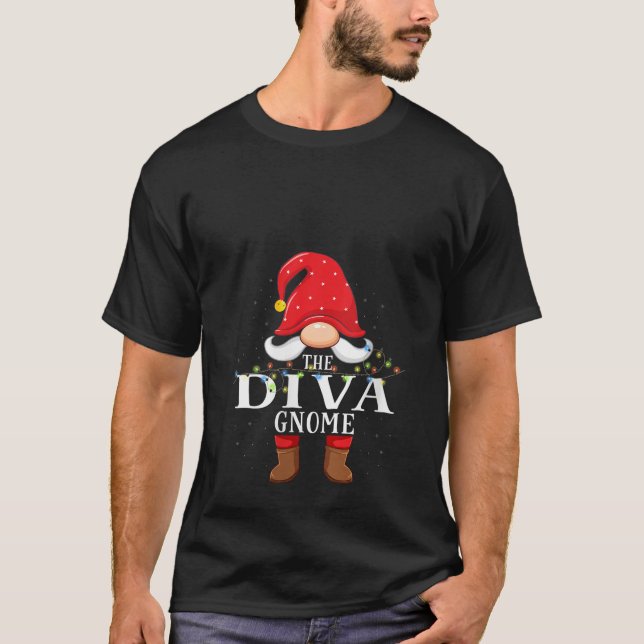 Womens Diva Gnome Matching Christmas Family Pajama T-Shirt (Vorderseite)