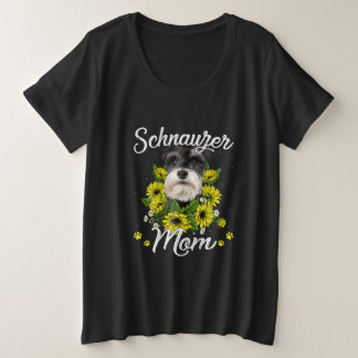 Womens Dog Mom Day Gift Sunflower Schnauzer Große Größe T-Shirt