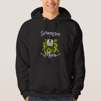 Womens Dog Mom Day Gift Sunflower Schnauzer Hoodie