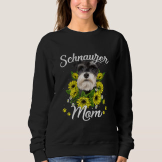 Womens Dog Mom Day Gift Sunflower Schnauzer Sweatshirt
